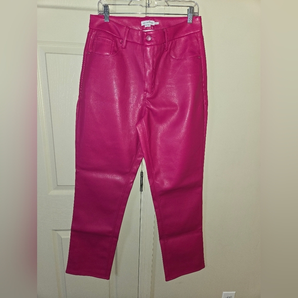 NWOT Good American Faux Leather Pink Pants - Picture 4 of 6